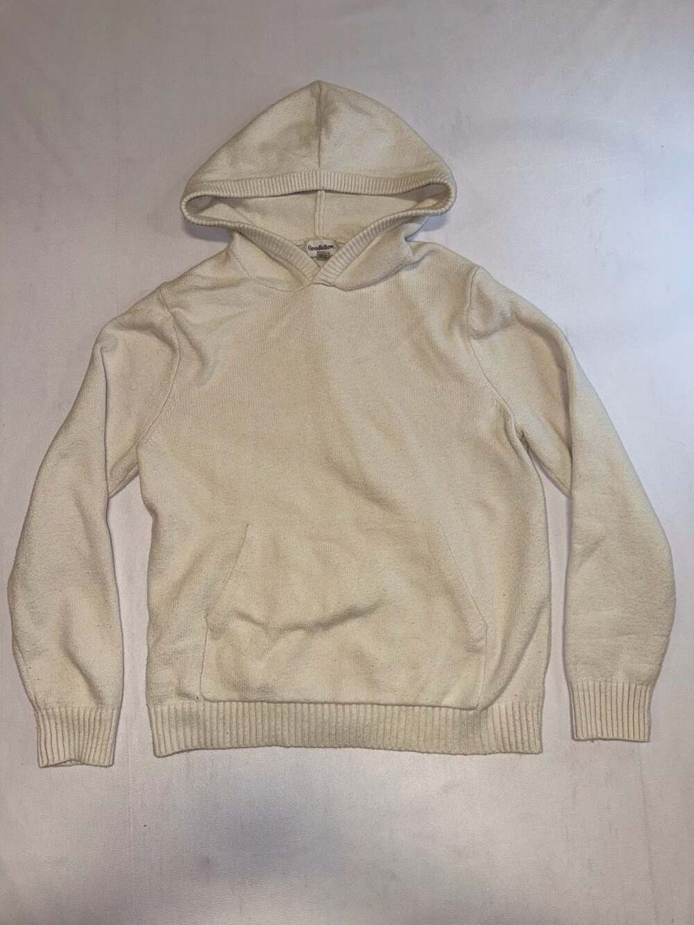 Goodfellow & Co Men's Knit Pullover Hoodie Sweater, Cream, Size M